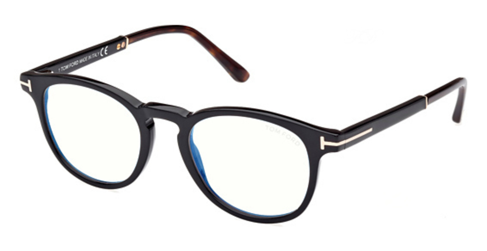 Tom Ford FT5891-B 005 Black Round Blue Light Glasses - Picture 2 of 8